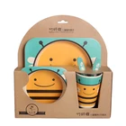 Amazon Wholesale Bamboo Fiber Tableware Set Plate Children Gift Melamine Dinner Set For Kids