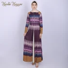 2019Fashion Long Sleeve Floral Muslim Dress Hot Sale Kaftan Islamic Clothing Nice Print Dubai Abaya Arab Women Dress