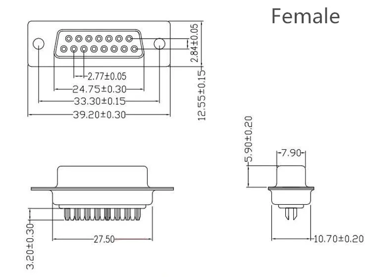 parallel serial port db15 15 pin 15 way d sub female/male solder