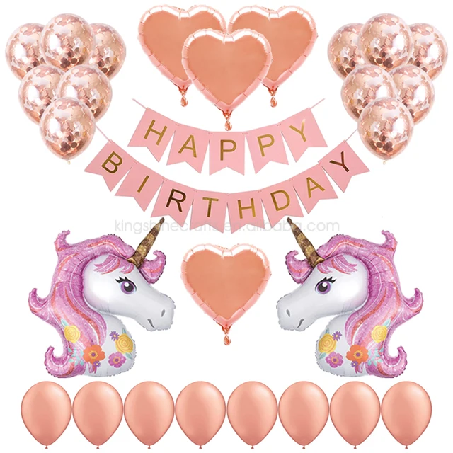 rose gold confetti balloons unicorn foil balloon kids birthday