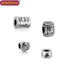 Wholesale silver custom metal logo beads charm for bracelets