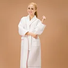 wholesale women robe white shawl collar waffle sleepwear /robe longue