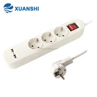 250V european plug 2.1A usb smart power extension socket with switch