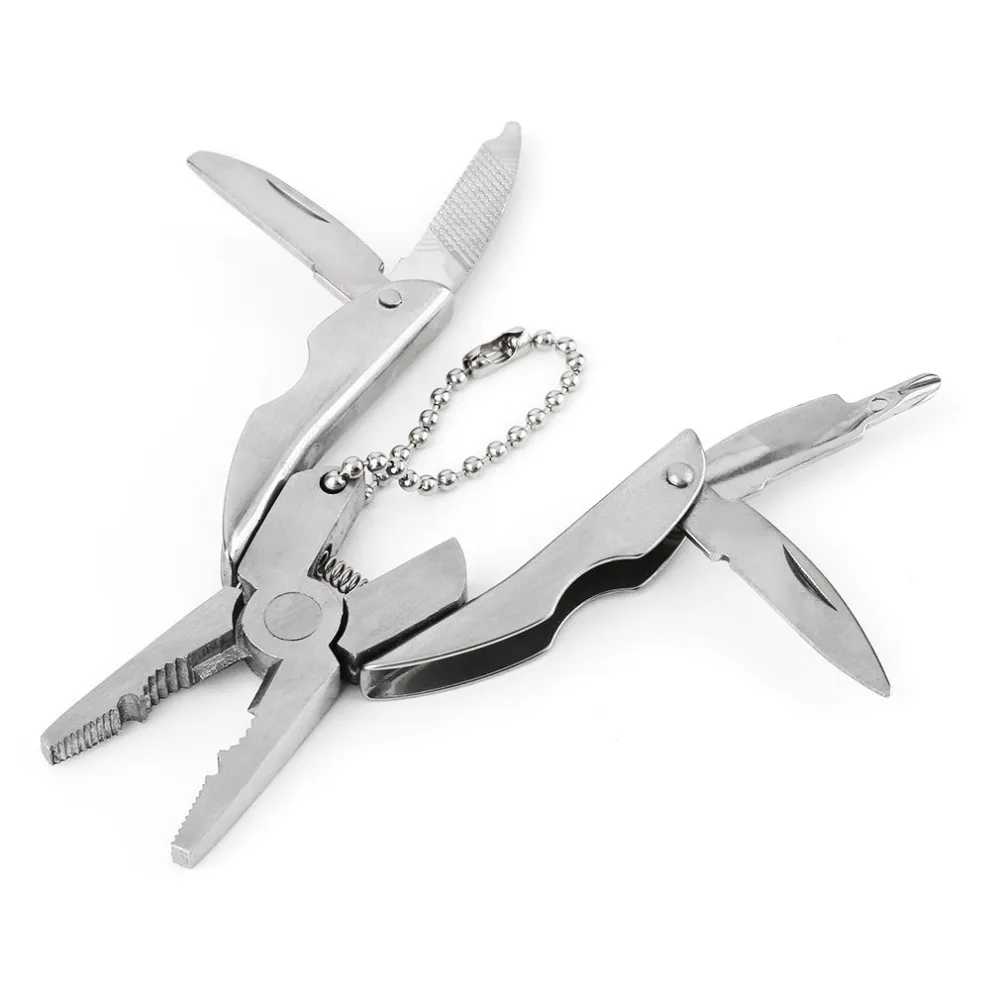1PC Outdoor Mini Folding Multi-functional Plier Clamp Keychain Outdoor Hiking Camping Tool pocket multitools Free Shipping