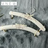 White customized beautiful embroidery satin clothes hangers