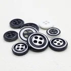 Fashionable colophony four eye fine button black white four eye shirt button when the dress button