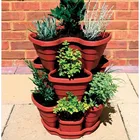 3 Tier plastic movable stackable vertical garden planter pots system