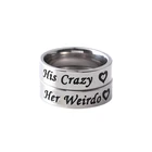 couple popular stainless steel jewelry his crazy her weirdo letter fashion Titanium steel ring gifts jewelry