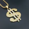 Hot Selling Gold Plated Iced Out Diamond Crystal Money Dollar Symbol Pendant Custom Men HipHop Jewelry