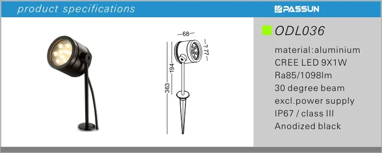 fashion black led adjustable garden light ip67