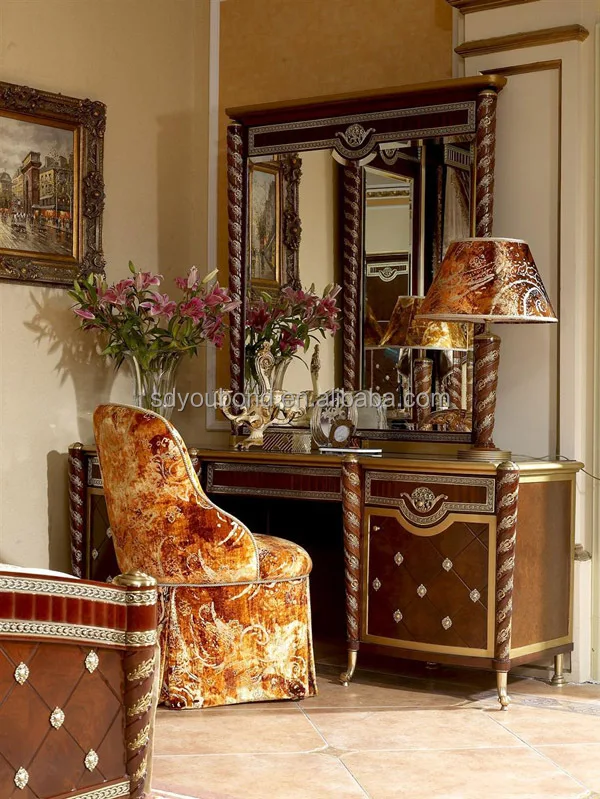 0026 Luxury Royal Wooden Carved Bedroom Set Turkish Style Bedroom Set