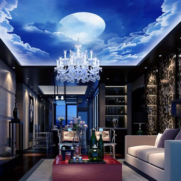 3d Natural Blue Sky Ceiling Wallpaper Wall Mural For Home Roof