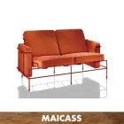 Saffron velvet red stainless steel frame living room sofa