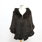 Best Sales Free Size Women Winter Knitted Mink Fur Hooded Cape