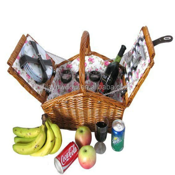 natural willow folding picnic basket