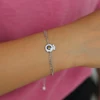 fashion evil eye charm enamel charm bracelet with cz paved tiny link chain for girrl women lady jewelry gift