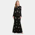 Traditional Muslim women long dress Embroidered clothing baju kurung