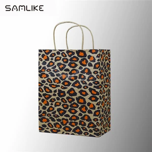 leopard print large brown gift kraft shopping paper bags oem