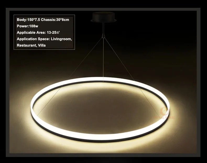 110w Aluminum Suspension Circle Pendant Light Fittings Acrylic 6 Jpg