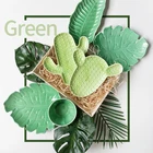Tropical green cactus plants cheap porcelain dinnerware plate ceramic plates