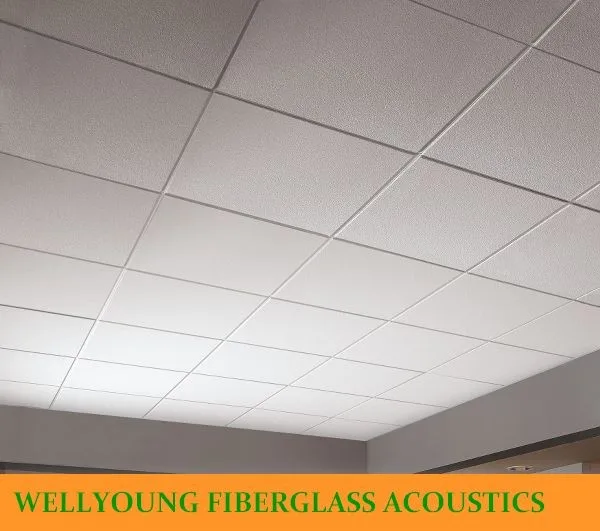 Soundproof Acoustic Mineral Fiberglass Ceiling Tiles White Color