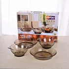 set of 4pcs tempered amber colored glass dinnerware sets