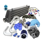 Complete Turbocharger Kit T3/T4 Turbo Black Intercooler fit for 02 03 04 05 Audi A4 B6 1.8T