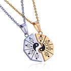 Religious Jewelry 2 Stainless Steel Tai Chi Yin Yang Pendant Couple Necklace Set