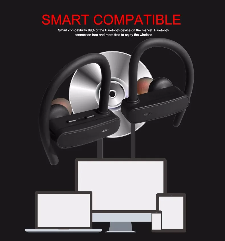 2018 amazon hot sales bluetooth 4.0 hands free wireless headset earphone bass for sport RU10 - ANKUX.COM