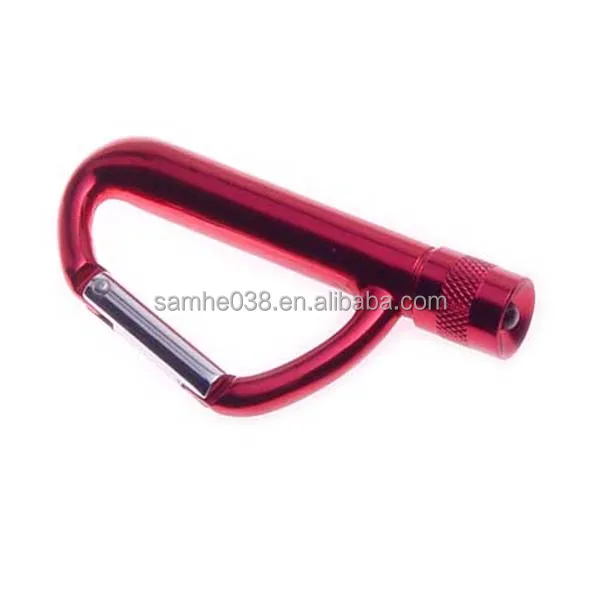 aluminium D shape carabiner led flashlight