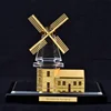 Crystal Miniature Model New Design Windmill Mosaic Gold foil Crystal Building