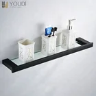 New Design Low MOQ Wholesale Black Wall Mount Cheap Shower Corner Bathroom Glass Shelf