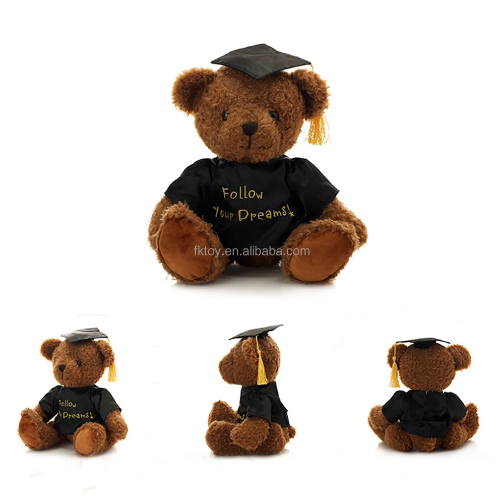 plush graduation teddy bear with cap / stuffed graduated animal