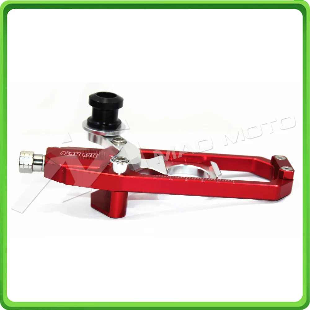 Motorcycle Chain Tensioner Adjuster with paddock bobbins kit for Suzuki GSXR600 GSX-R750 2006 2007 2008 2009 2010 Red&Silver (11)
