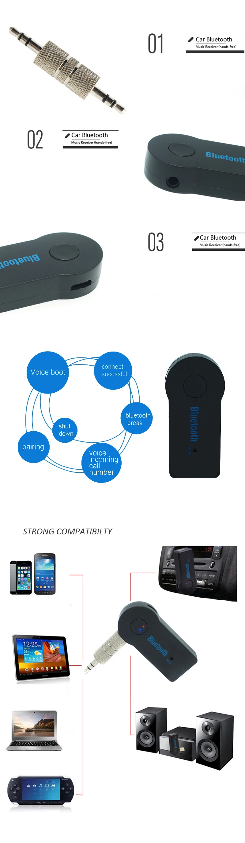 Factory wholesale Car Kit A2DP Wireless Bluetooth AUX Audio Video Adapter Receiver for Home Theatre TV - ANKUX Tech Co., Ltd