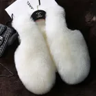 high quality short style sleeveless short fur Vest coat girls faux fur vest