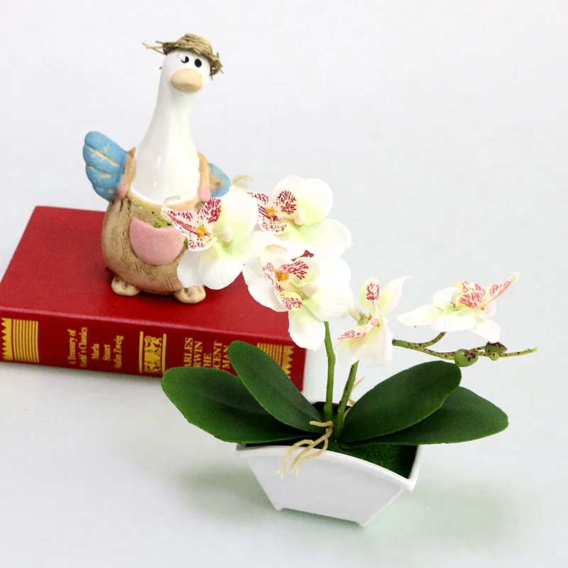 Flone Artificial Small Butterfly Orchid Flower Real Touch Leaves Simualtion Plants Bonsai Wedding Home Office Party Decoration (6)