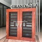 Thermal break double safety glass aluminum window grills design with mosquito net