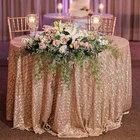 72 Inch Event Decor Linens custom Wedding dining banquet Luxury Champagne Round Sparkly Glitter Sequin Table cloth