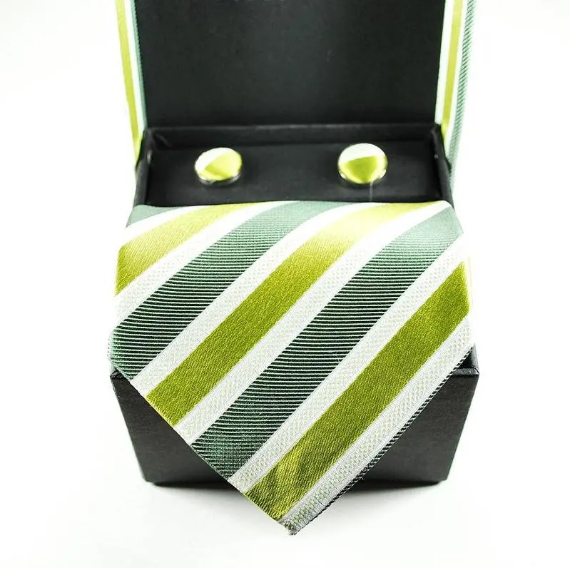 36 striped men's ties tie sets cuff links cuff button cufflink necktie mens' cravat 12sets/lot