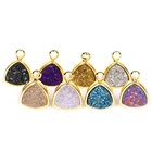 24K Gold Plated Agate Quartz Stone Turkish Jewelry Findings Components Accessories, Druzy Pendent Charm For DIY Necklace