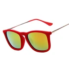 Women Brand Designer Velvet Sunglasses 2018 Classic Sun Glasses Alloy Leg UV400 High quality sunglasses men women