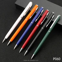 gift customized logo slim plastic ball pen with metal clip