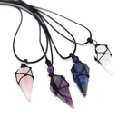 High Quality Rope Macrame Nature Stone Crystal Beads Pendant Pendulum Necklace for Women Jewelry