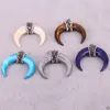 Fashion ox bone carved horn pendants with rhinestone colorful bone horn pendants