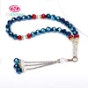 Qiannan hot sale shiny plating blue 10mm crystal muslim tesbih prayer beads for decorating