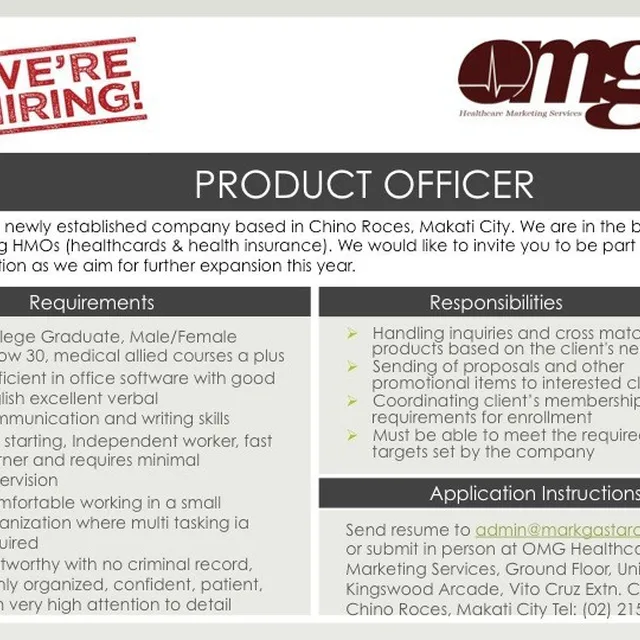 job opening: product officer