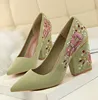 cy11845a Small MOQ big size 39 40 elegant women high heels thick heel dress shoes