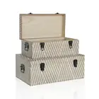 Home Furniture Wooden storage trunk withGeometric print set of 2