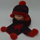 2018 new baby raccoon fur pom hat scarf warm winter cap kids fur pom hat